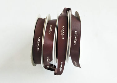 Trung Quốc Brown rắn lụa in Logo Satin Ribbon cuộn cho món quà trang trí nhiệt cắt nhà máy sản xuất