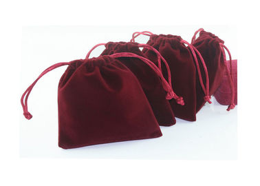 Cá nhân màu đỏ nhung dây kéo túi lá Logo cho Jewelly Packaing