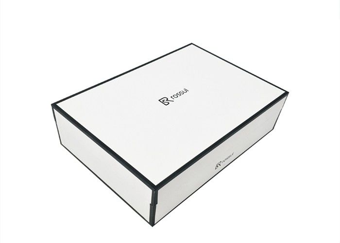 Luxury trắng kết cấu nắp và hộp cơ sở đen cạnh in cho giày bao bì nhà cung cấp