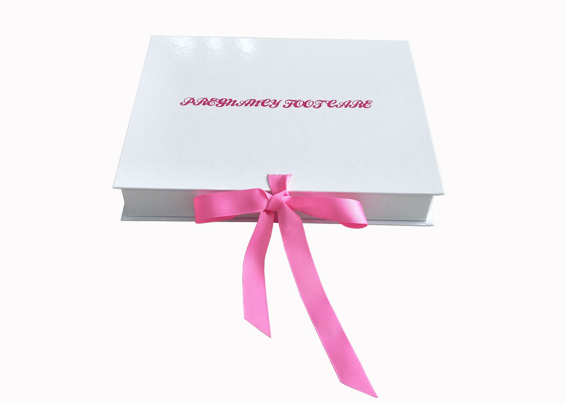 Ribbon đóng gói gấp hộp quà tặng trắng Glossy đế bao bì hộp cho phụ nữ nhà cung cấp
