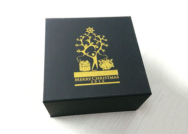 Trung Quốc Tùy chỉnh vàng dập biểu tượng hiện tại hộp quà tặng, Xmas đen gấp hộp carton nhà máy sản xuất